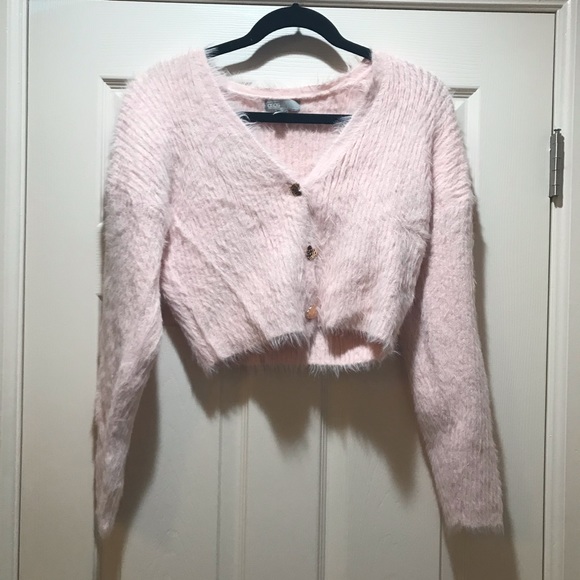 ASOS Pink Crop Sweater with Heart Buttons - Picture 2 of 5